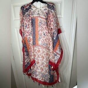 Raj Women’s Boho Styled Multi Colored Beach Swim Cover Up Tassel Kimono